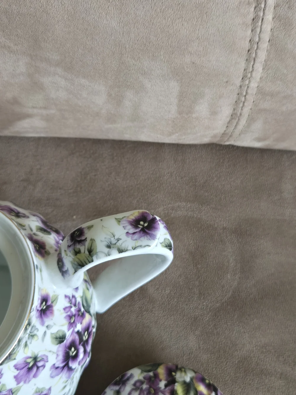 Porcelain Floral Teapot and Pink Rose Ceramic Arrangement - Home Accents